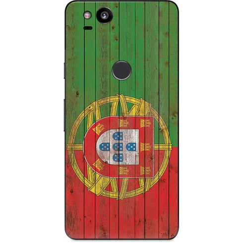 Portuguese Flag Dark Wood Google Pixel 2 Skin